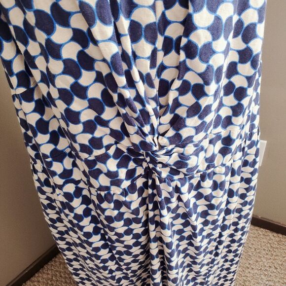 Ava & Viv Dress Women's Size 2X Blue White Geometric Halter Neck Pockets New - Picture 8 of 14